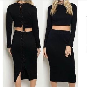 2 pc skirt and crop top